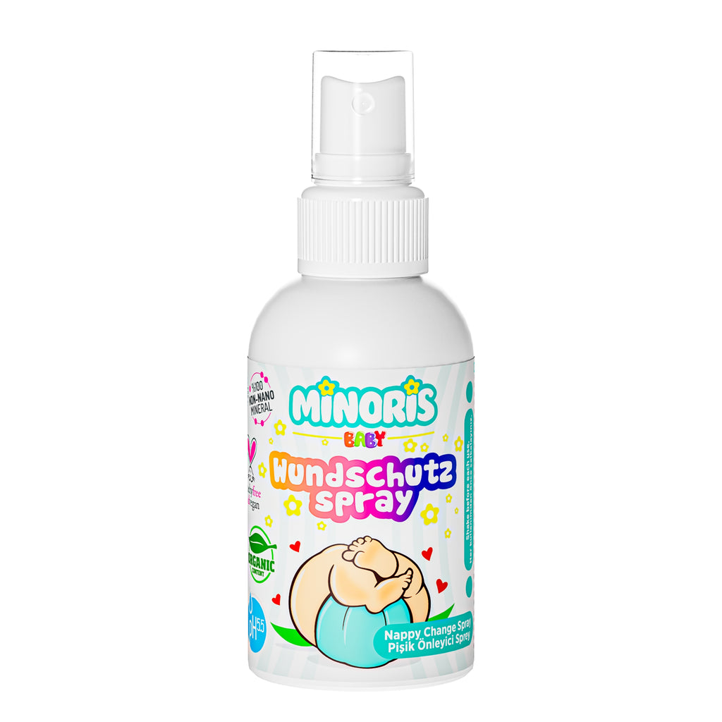 Minoris Baby Organic Diaper Rash Cream Spray | Touch-Free Zinc Oxide & Ceramide Barrier Mist for Sensitive Newborn Skin — 100 ml