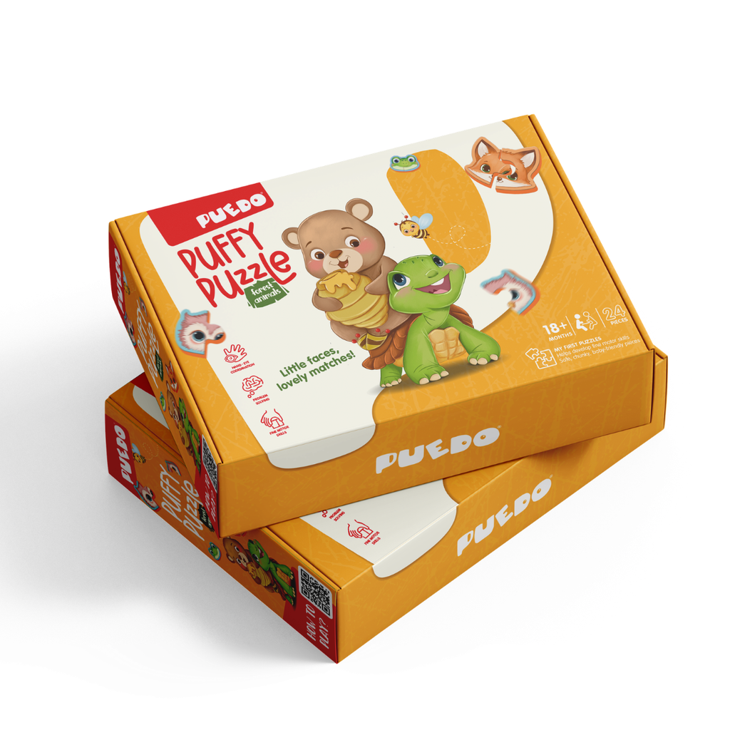 PUEDO® Puffy Puzzle Forest Animals 2-Piece Toddler Puzzle | First Matching Toy for Kids Age 18 Months+
