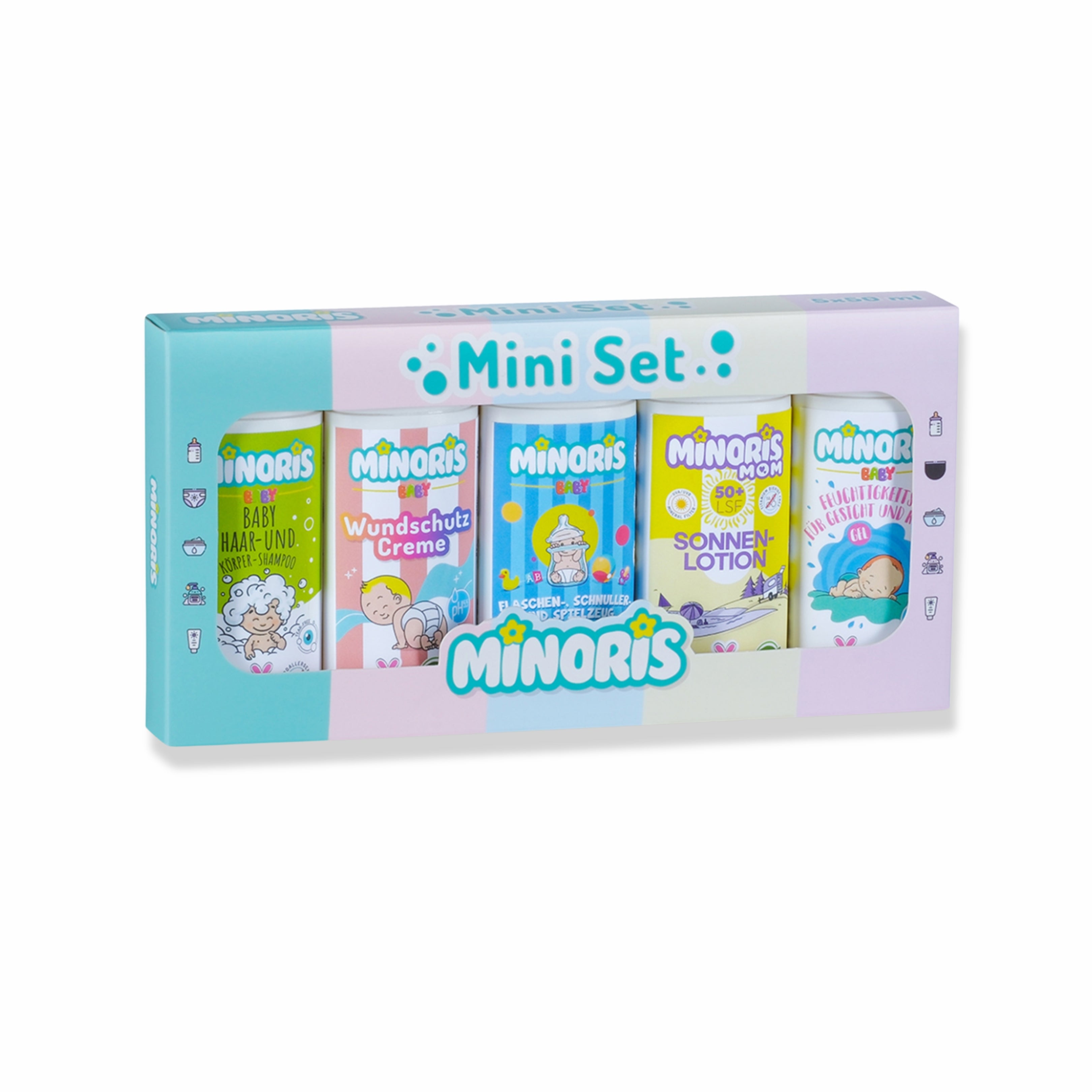 Minoris Welcome Baby Mini Care Gift Set (5 x 50ml) | Organic & Natural Newborn Starter Kit | Travel-Size Hypoallergenic Essentials for Mom & Baby