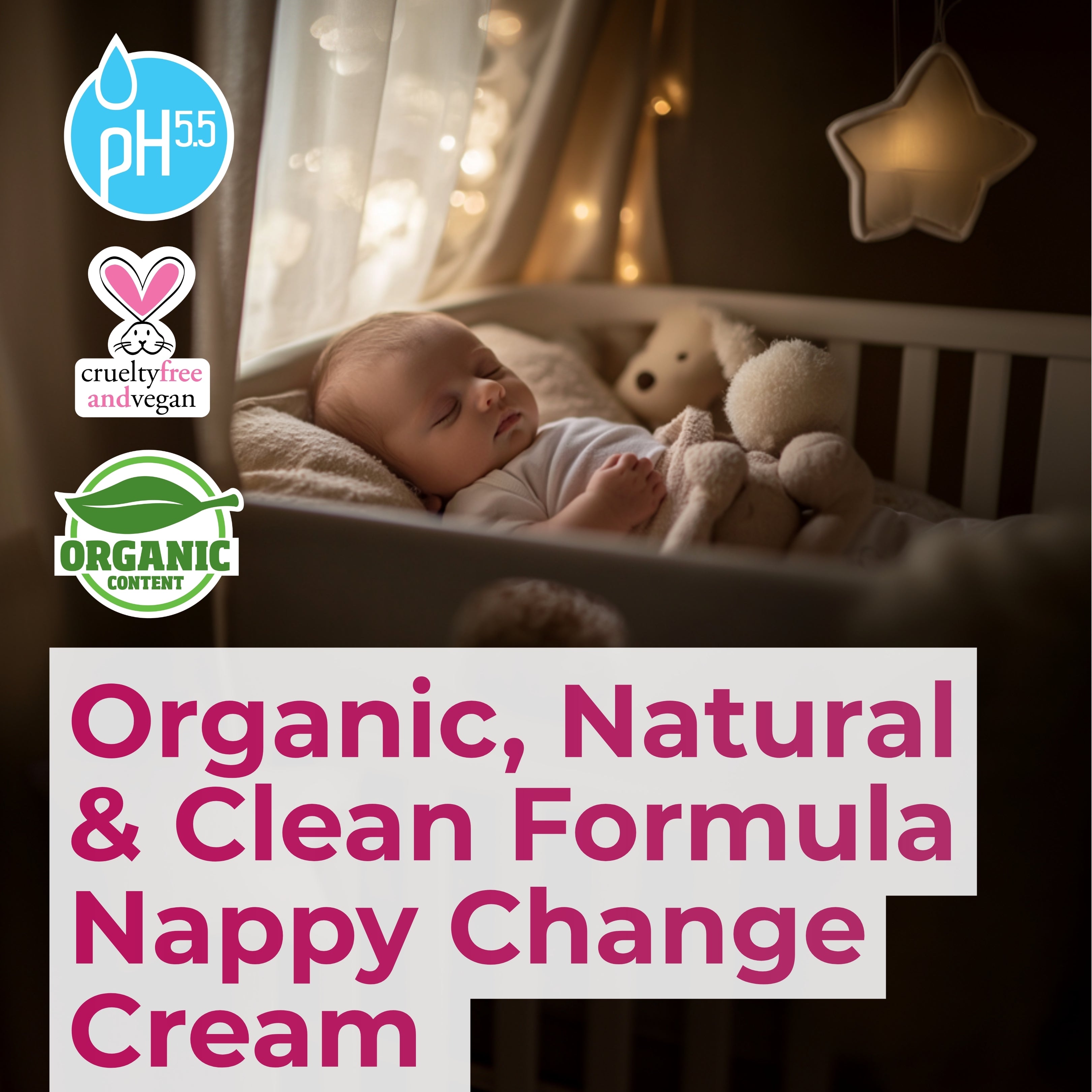 Minoris Organic Nappy Rash Cream (55g) – Zinc Oxide Barrier Balm for Newborns & Sensitive Skin – Fragrance-Free, Vegan & Hypoallergenic