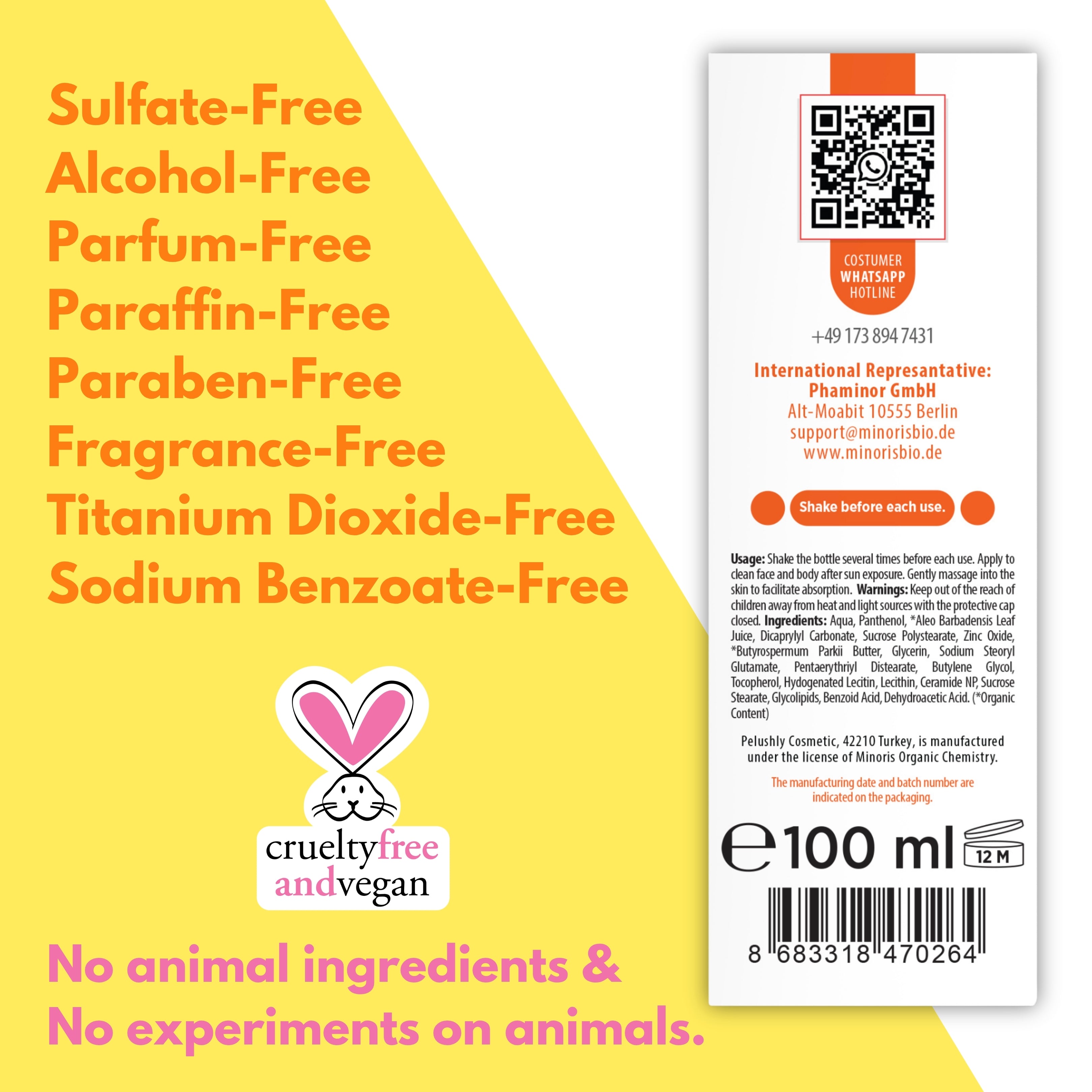 Minoris Baby Organic After Sun Soothing Spray | Zinc Oxide, Ceramide & Vitamin E Repair Mist for Sensitive Skin (Safe for 0-6M+) — 100 ml