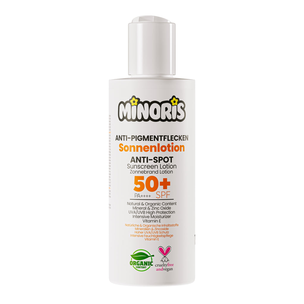 Minoris Anti-Spot Mineral Sunscreen Lotion SPF 50+ | Organic Dark Spot Prevention & Face Primer for Hyperpigmentation — 150 ml