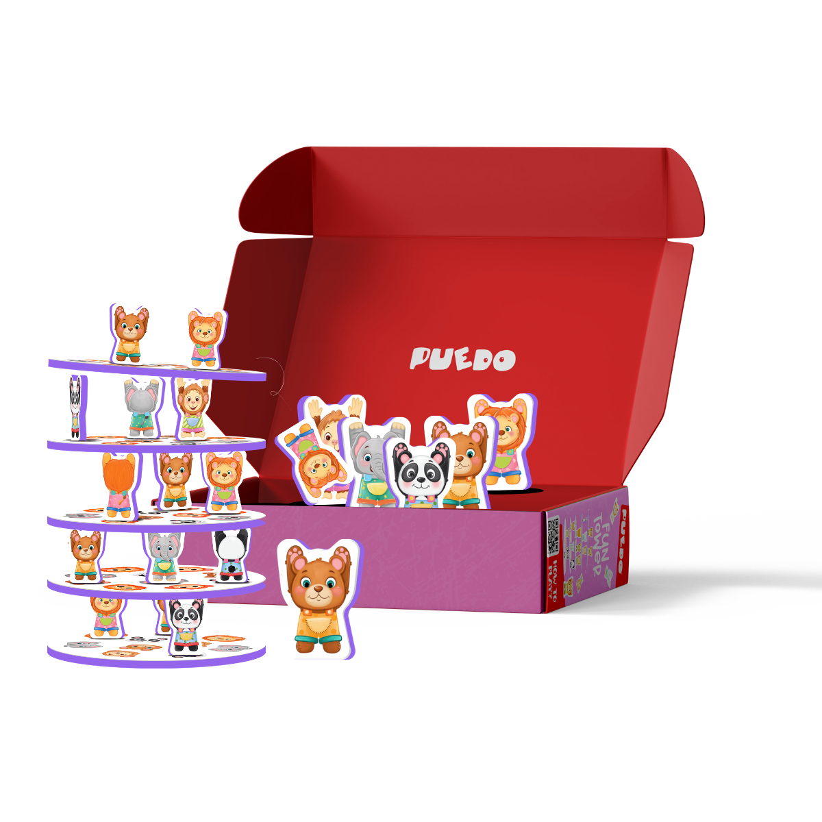 PUEDO® Fun Tower Balance Stacking Game | Educational Fine Motor Skills & STEM Toy for Kids Age 3+