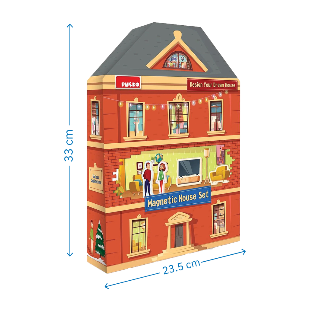 PUEDO® My Sweet Home Magnetic Dollhouse Set | Educational Room Interior Design & Storytelling Toy for Kids Age 3+