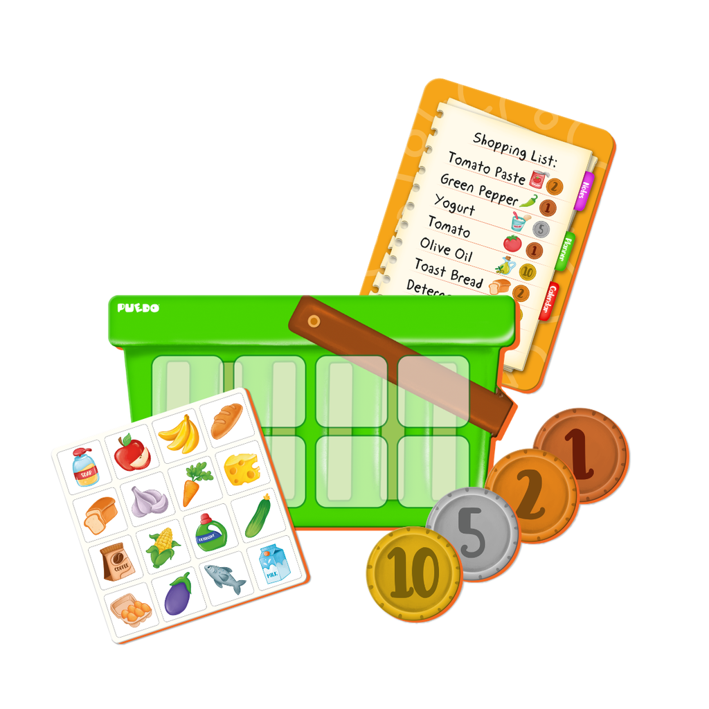 PUEDO® Shopping List Memory Board Game | Educational Money Management & Social Skills Toy for Kids Age 3+