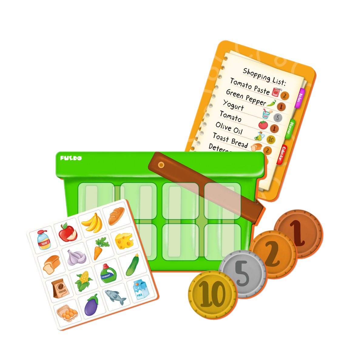 PUEDO® Shopping List Memory Board Game | Educational Money Management & Social Skills Toy for Kids Age 3+