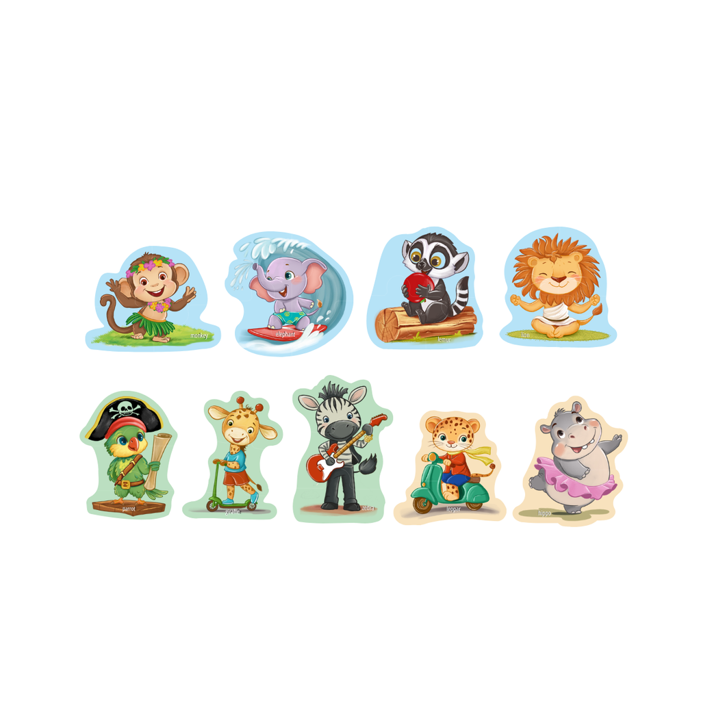 PUEDO® Puffy Puzzle Safari Animals Multi-Pack | Progressive 2, 3 & 4-Piece Toddler Jigsaw Toy for Ages 24 Months+