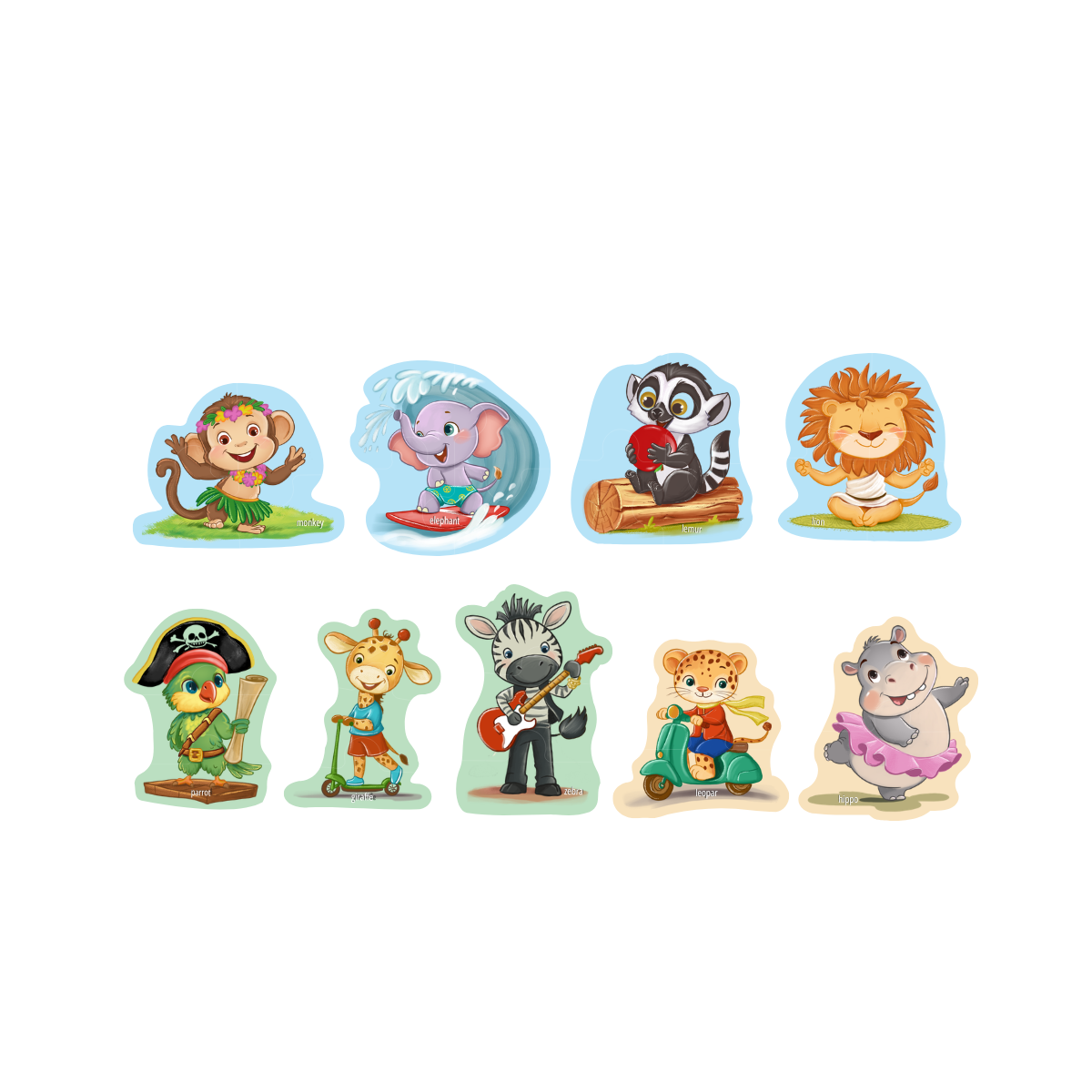 PUEDO® Puffy Puzzle Safari Animals Multi-Pack | Progressive 2, 3 & 4-Piece Toddler Jigsaw Toy for Ages 24 Months+
