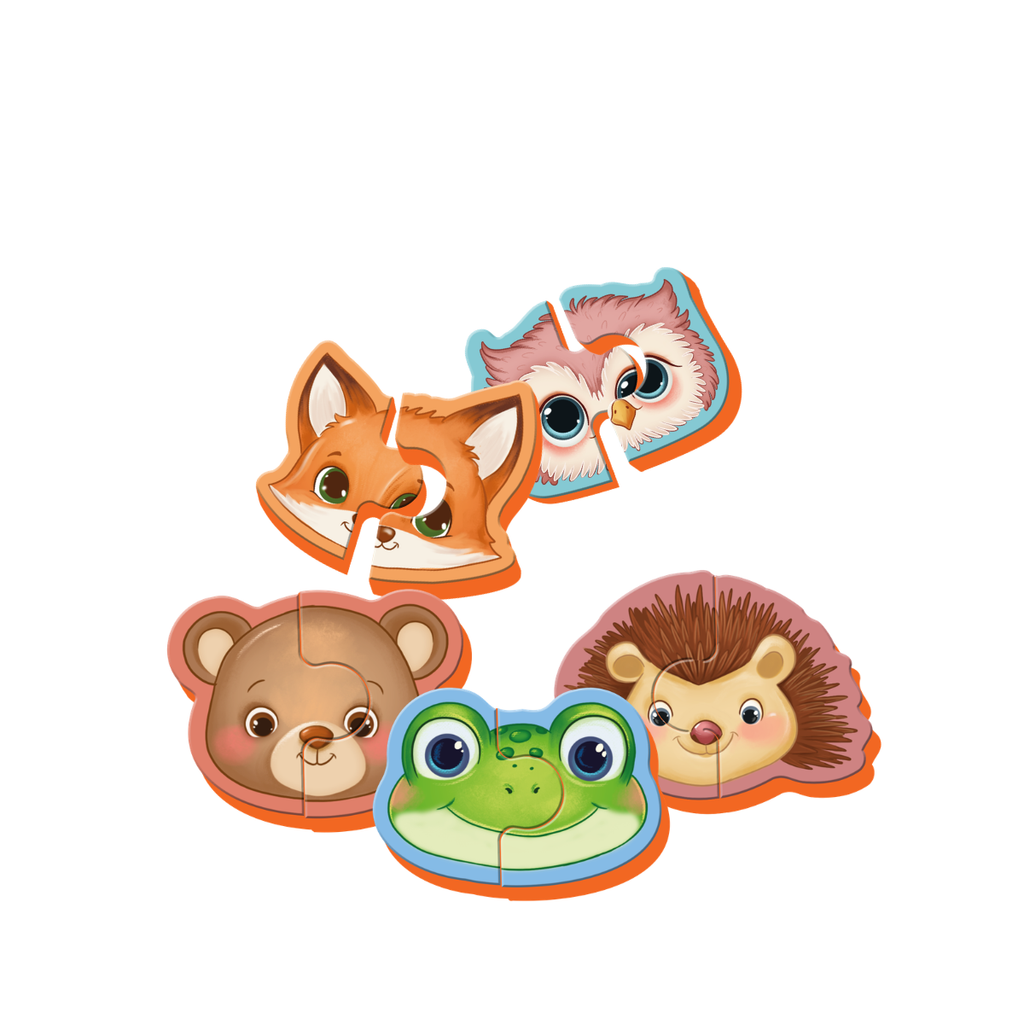 PUEDO® Puffy Puzzle Forest Animals 2-Piece Toddler Puzzle | First Matching Toy for Kids Age 18 Months+