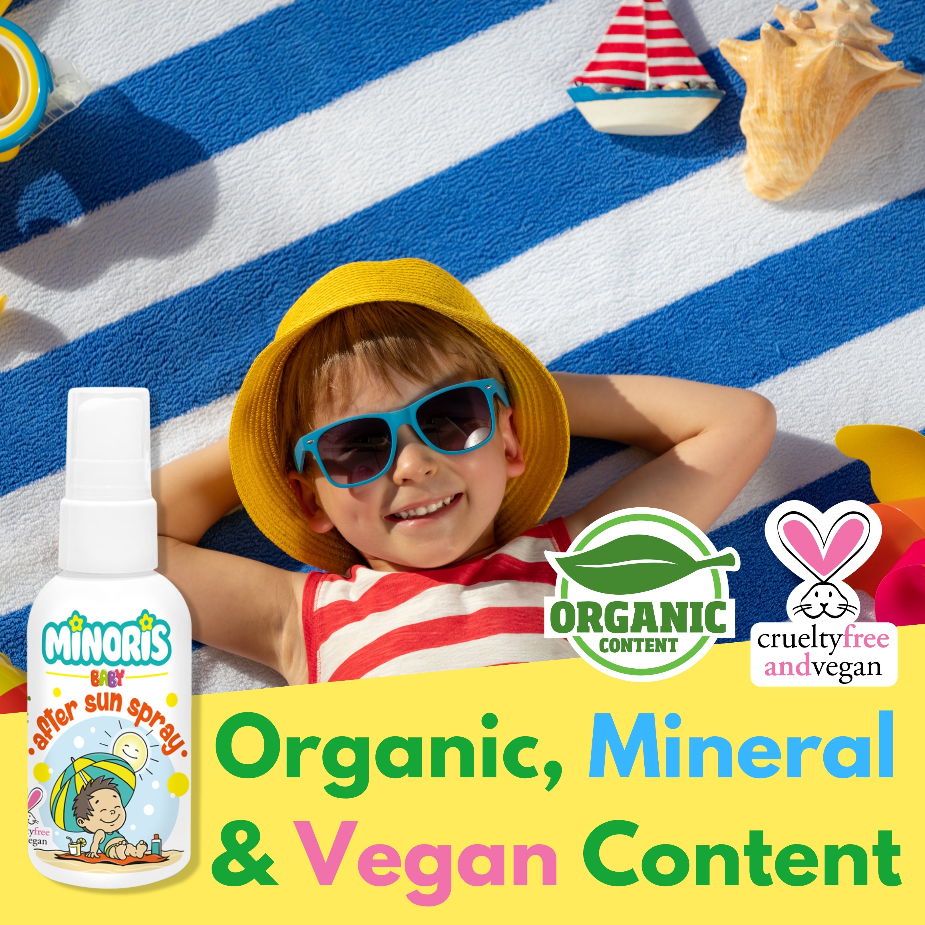 Minoris Baby Organic After Sun Soothing Spray | Zinc Oxide, Ceramide & Vitamin E Repair Mist for Sensitive Skin (Safe for 0-6M+) — 100 ml