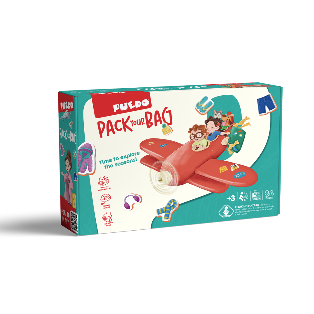 PUEDO® Pack Your Bag Velcro Matching Game | Educational Weather & Four Seasons Learning Toy for Kids Age 3+