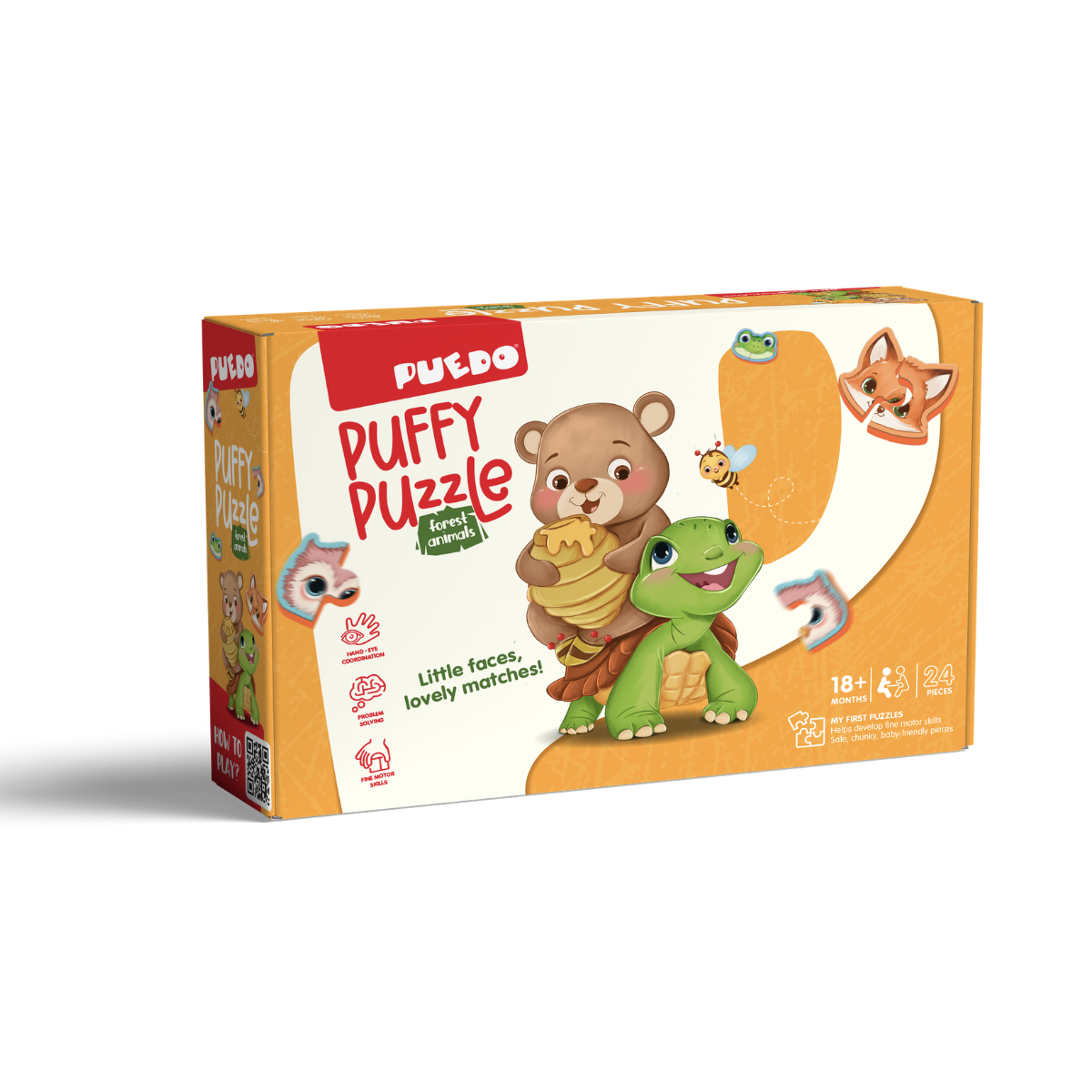 PUEDO® Puffy Puzzle Forest Animals 2-Piece Toddler Puzzle | First Matching Toy for Kids Age 18 Months+
