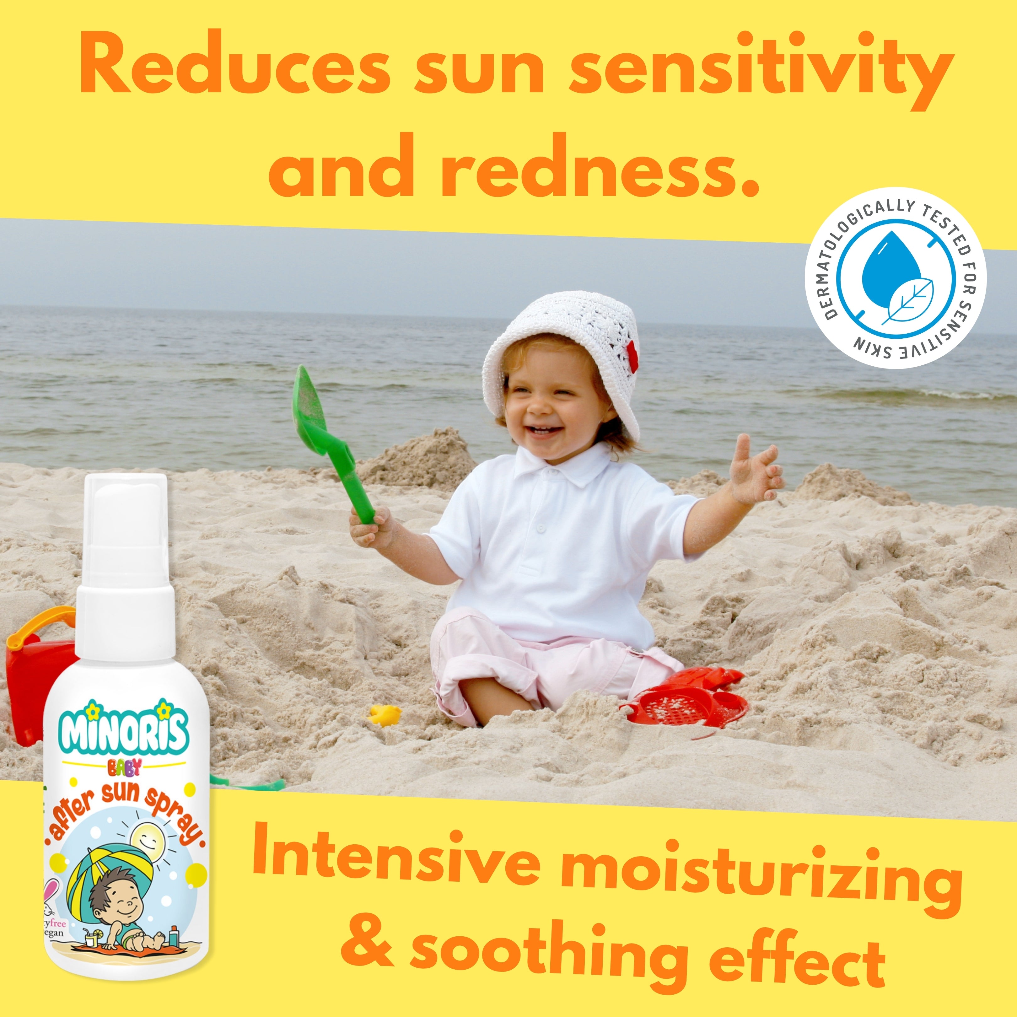 Minoris Baby Organic After Sun Soothing Spray | Zinc Oxide, Ceramide & Vitamin E Repair Mist for Sensitive Skin (Safe for 0-6M+) — 100 ml