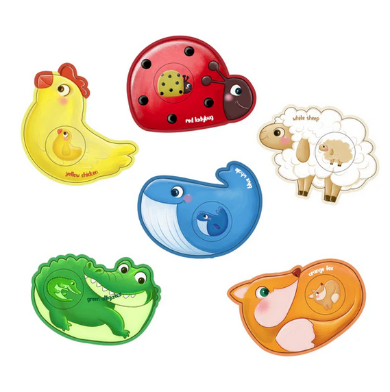 PUEDO® Colorful Friends Toddler Matching Board Game | Educational Color & Animal Learning Toy