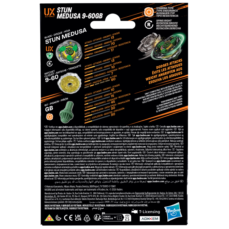 G2738ES00	Beyblade X Stun Medusa 9-60GB UX Starter Pack Set