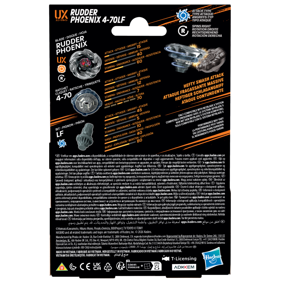 G2739ES00 Beyblade X Rudder Phoenix 4-70LF UX Starter Pack Set
