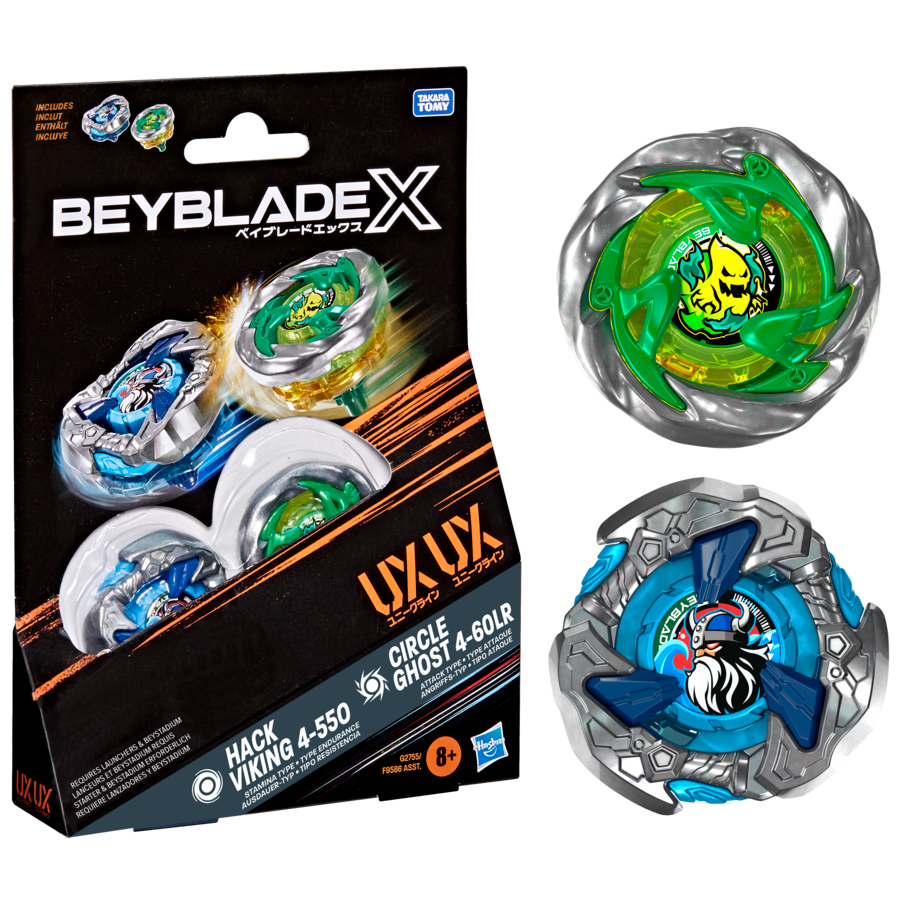 G2755ES00	Beyblade X Circle Ghost 4-60LR UX & Hack Viking 4-55O UX Dual Pack Set