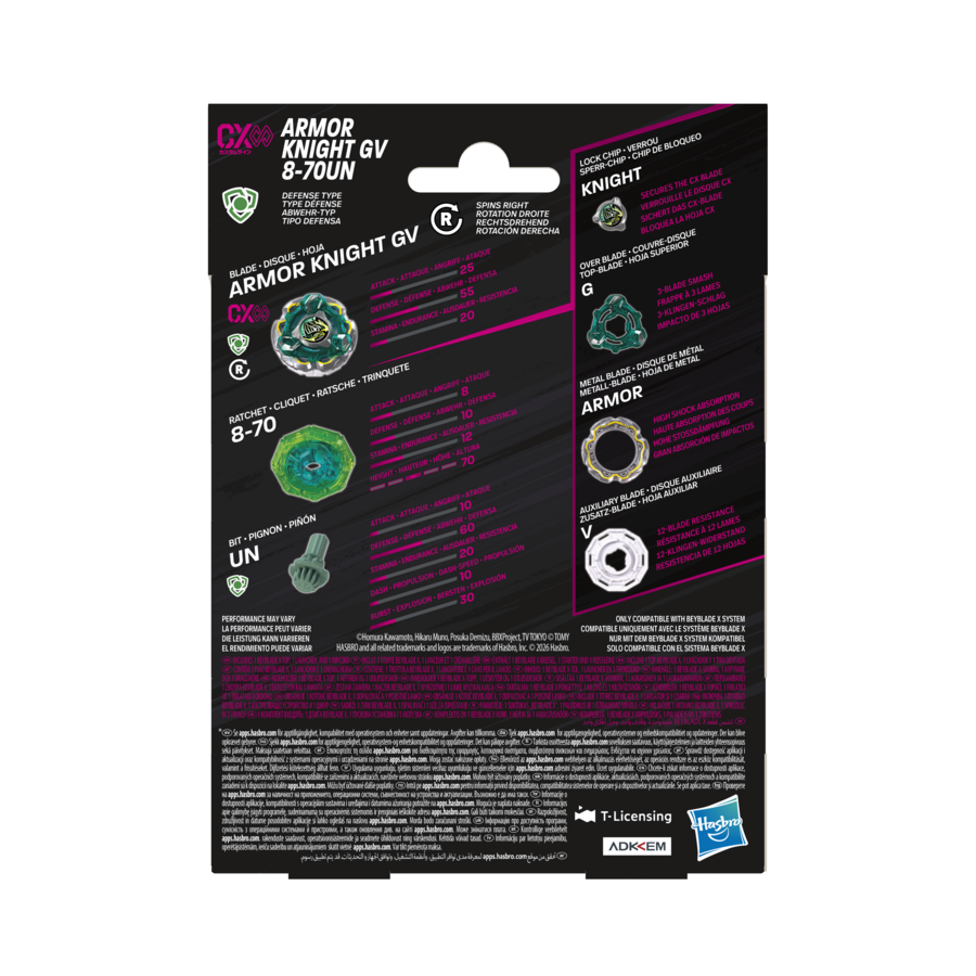 G4563ES00	Beyblade X Fortress (Armor) Knight GV 8-70UN CX Infinity Starter Pack Set