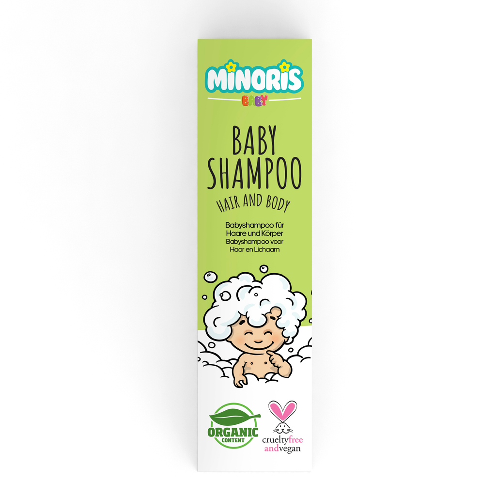 Minoris 400ml Organic Baby Shampoo & Body Wash – Ultra-Gentle Cradle Cap Care for Newborns – Tear-Free, pH 5.5, Sulfate-Free