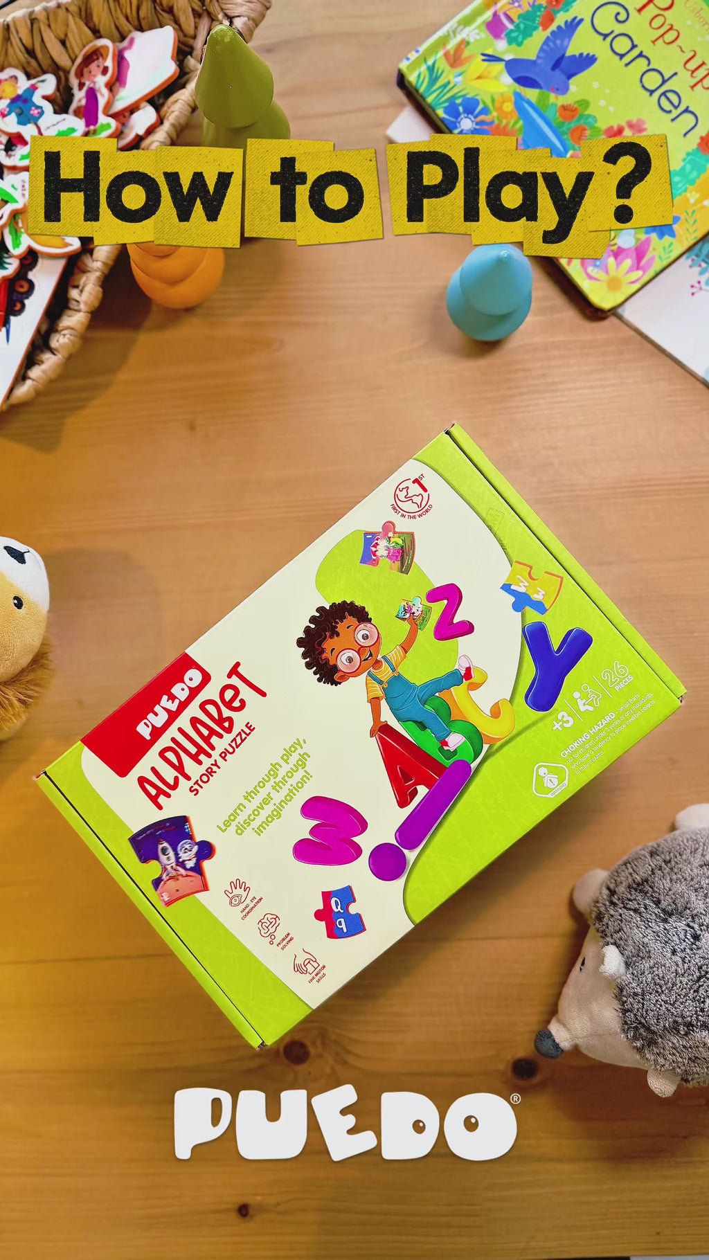 PUEDO® Alphabet Story Puzzle Double-Sided 170cm Floor Jigsaw | Interactive Speech, ABCs & Vocabulary Toy for Kids Age 3+
