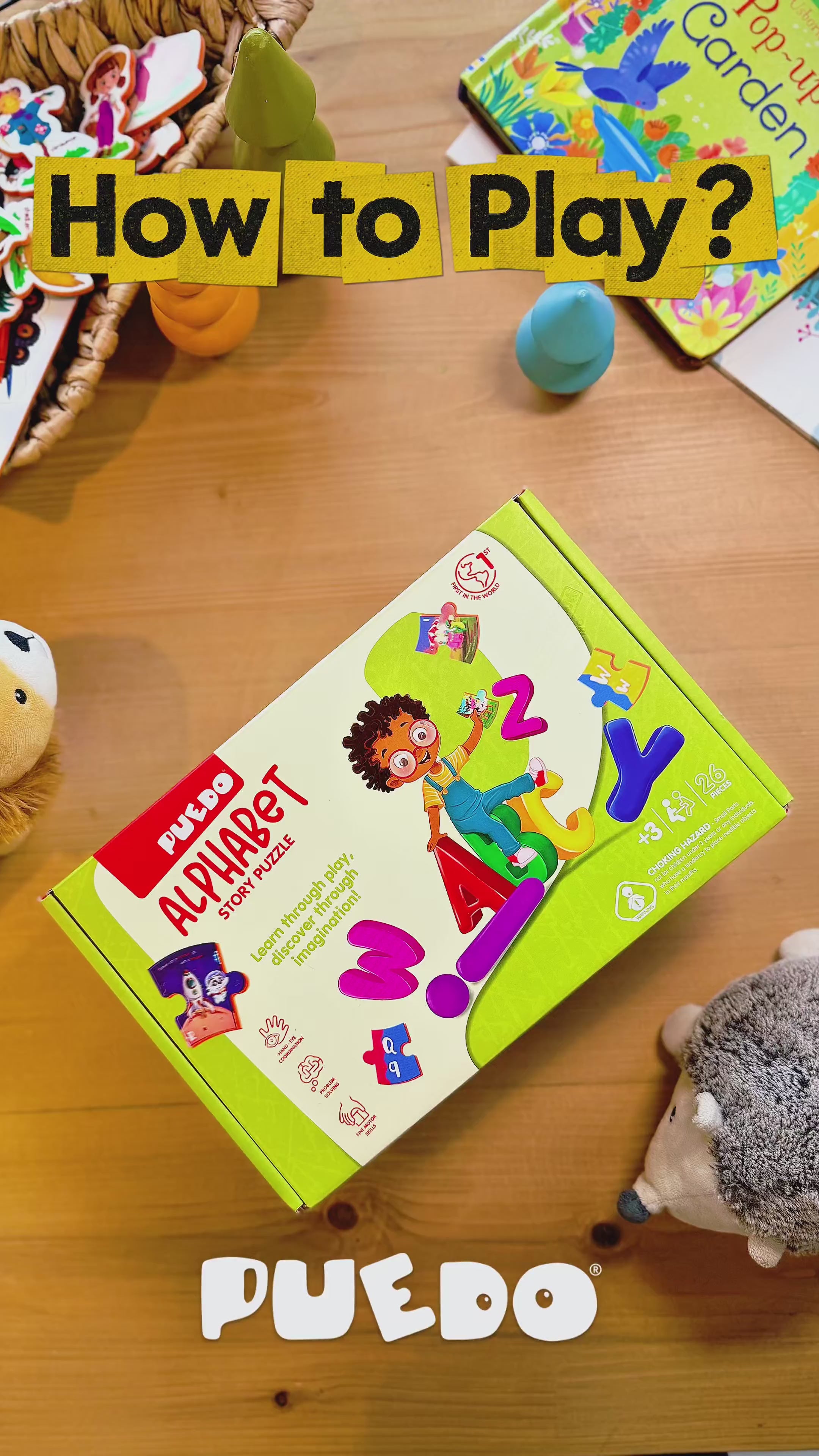 PUEDO® Alphabet Story Puzzle Double-Sided 170cm Floor Jigsaw | Interactive Speech, ABCs & Vocabulary Toy for Kids Age 3+
