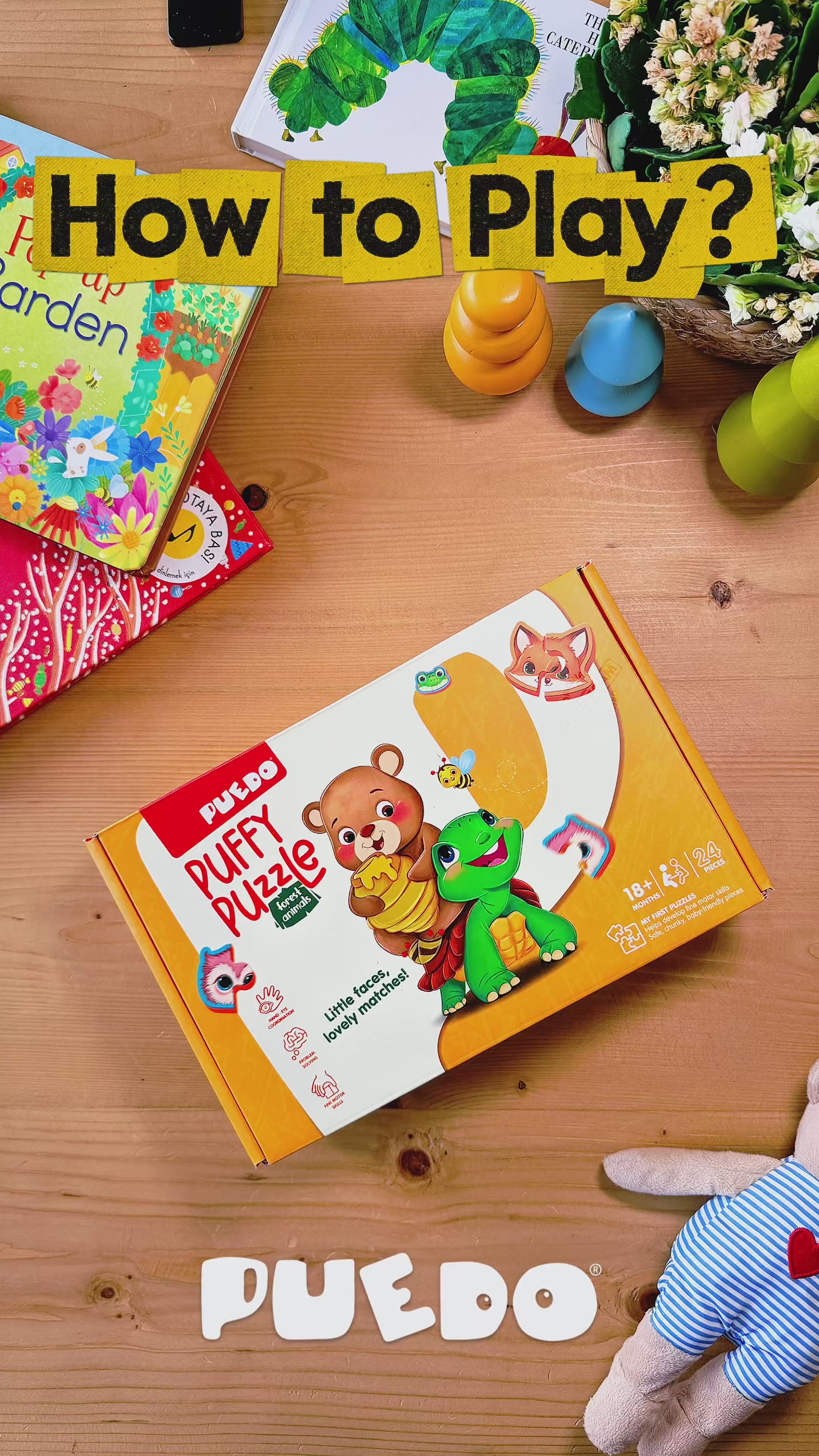 PUEDO® Puffy Puzzle Forest Animals 2-Piece Toddler Puzzle | First Matching Toy for Kids Age 18 Months+