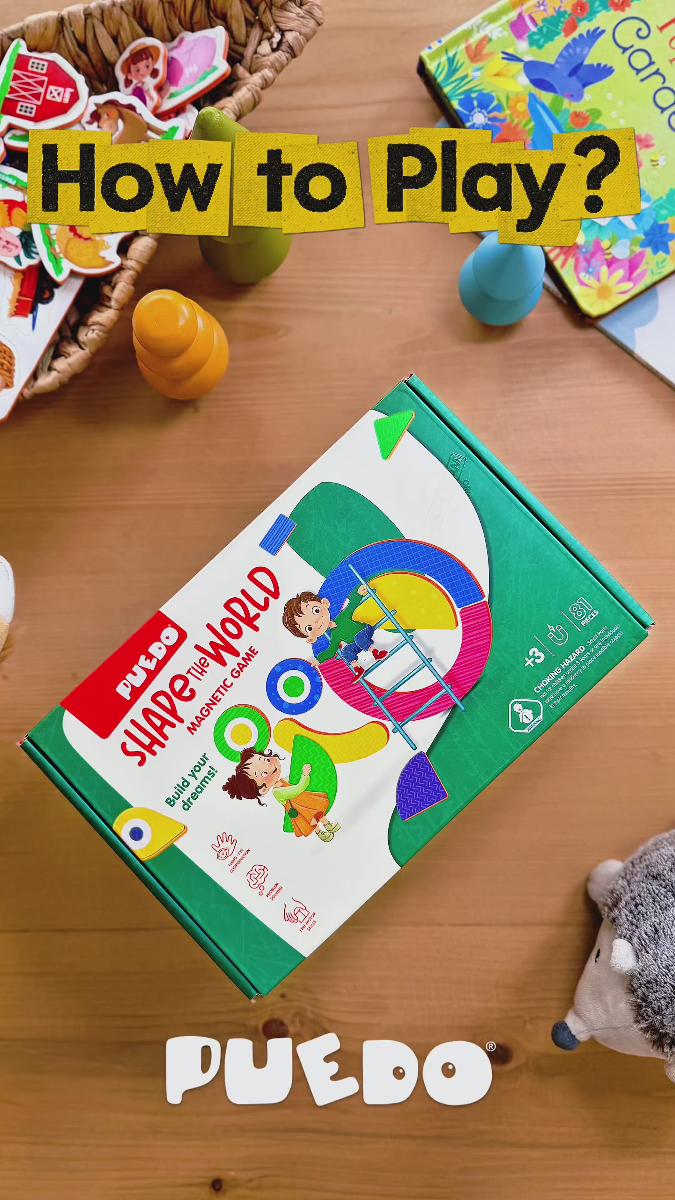 PUEDO® Shape The World Magnetic Tangram Puzzle | Educational Geometric Shape Building Toy for Kids Age 3+