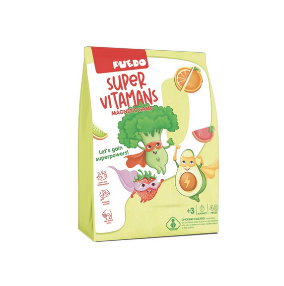 PUEDO® Super Vitamins Magnetic Board Game | Educational Fruit & Vegetable Learning Toy for Kids Age 3+