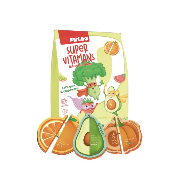 PUEDO® Super Vitamins Magnetic Board Game | Educational Fruit & Vegetable Learning Toy for Kids Age 3+